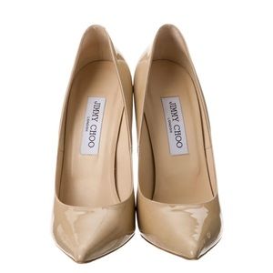 Jimmy Choo Parent Leather Pointed Toe Pumps